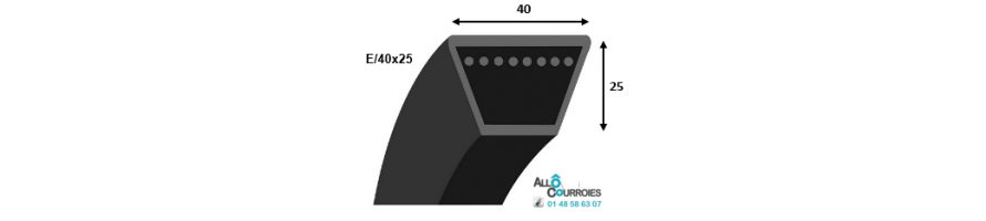 Courroie trapezoidale lisse PROFIL E 40x25mm | Allocourroies.com